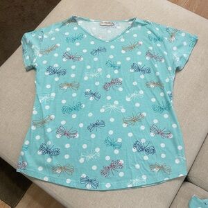 Women’s Light Aqua Dragonfly Print PJs